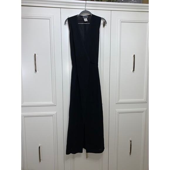 OAK‎ + FORT Women's Black Wool Midi Wrap Dress Size 40 Formal - Picture 1 of 6